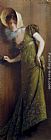 Elegant Woman In A Green Dress by Pierre Carrier-Belleuse